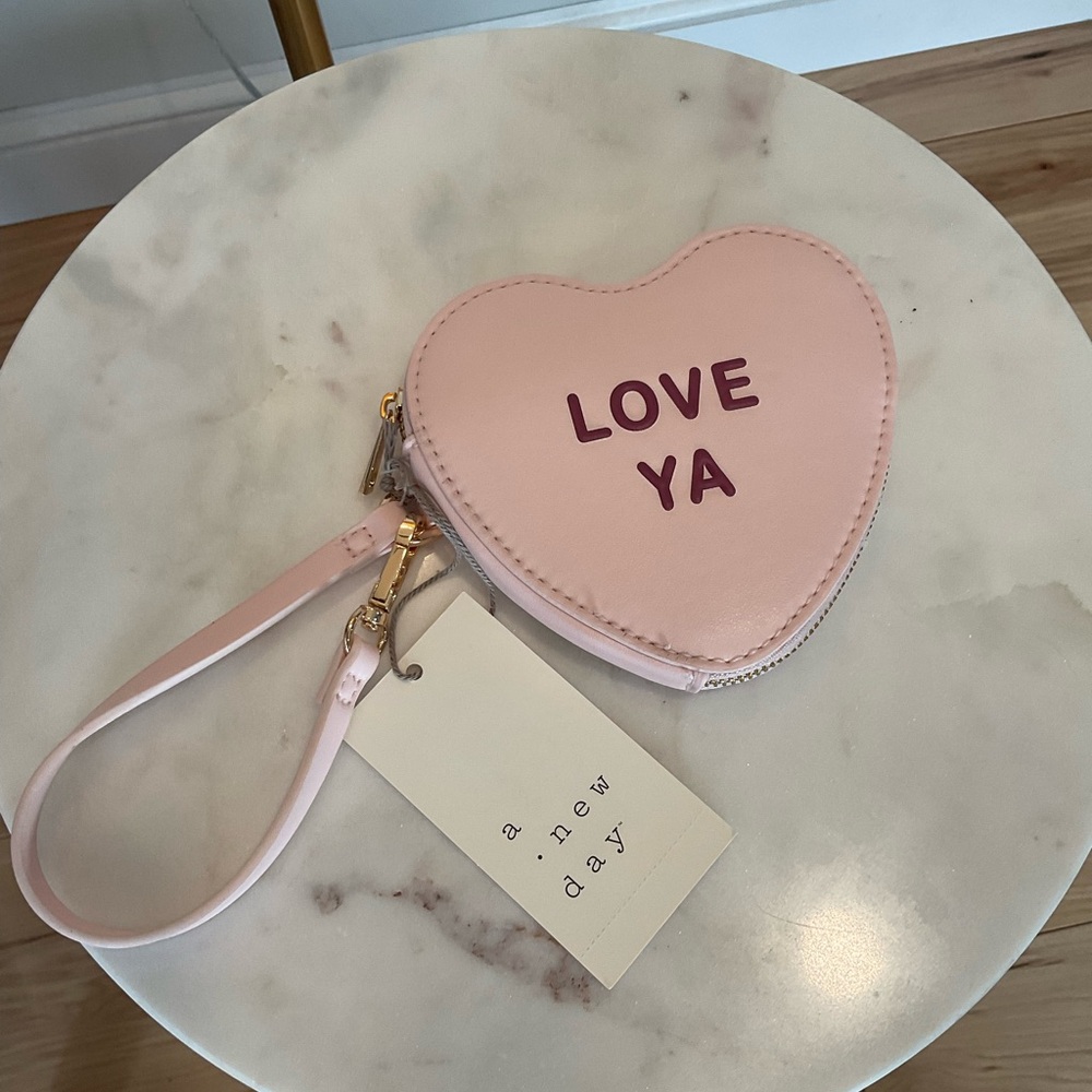 A New Day Pink Conversation Heart LOVE YA Wristlet